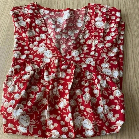 🆕Boho Trendy Red Floral Ruffle-Trim Pocket Shift Dress XL🆕 - Picture 4 of 9